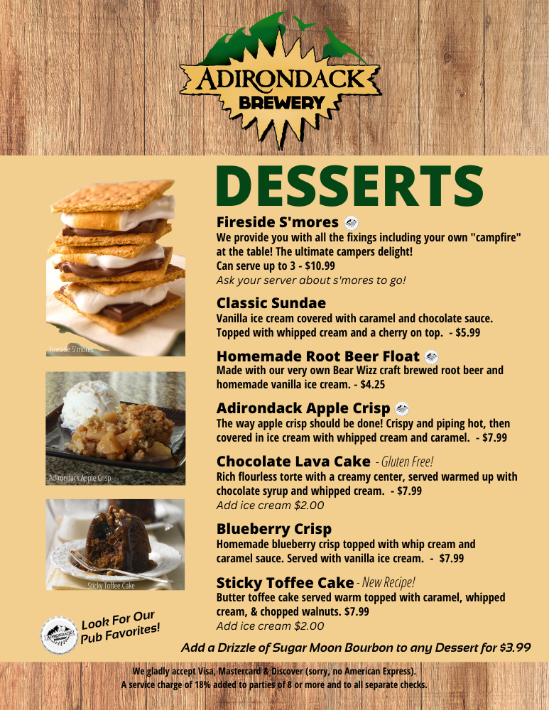 Dessert Menu Page 1